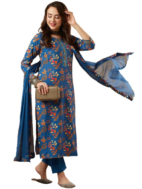 GoSriKi Women's Kurta with Pant & Dupatta
