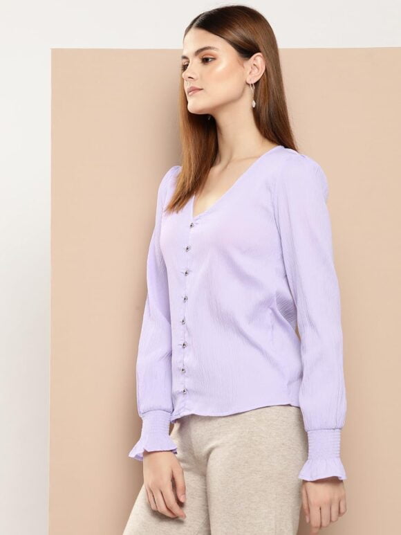Olive Color Self Design Regular Top,v Neck Top,Long Sleeves Top,Stylish Top,top for women winter wear