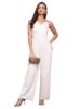 Women's Wine V-Neck Sleeveless Solid Wrap Regular Jumpsuit