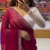 HMP Fashion Womens New Latest Georgette Hot Fixing Swaroski Stone Work Designer Saree with Fancy Blouse | Sarees For Womens & girls