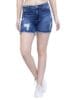 FireAge Washed Stretchable Denim Mild Faded Hole Thread Distressed Unstiched Hem Shorts for Women