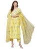Women's Rayon Anarkali Printed Kurta with Pant & Dupatta