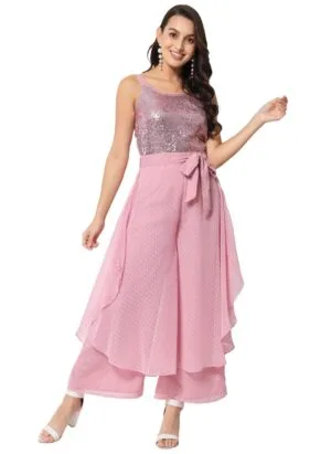 ALL WAYS YOU Women's Embellished Sleeveless Poly Georgette Jumpsuit for Women (A2107JS-PN-199(1)