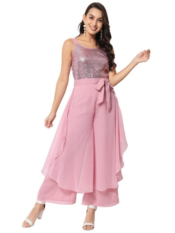 ALL WAYS YOU Women's Embellished Sleeveless Poly Georgette Jumpsuit for Women (A2107JS-PN-199(1)