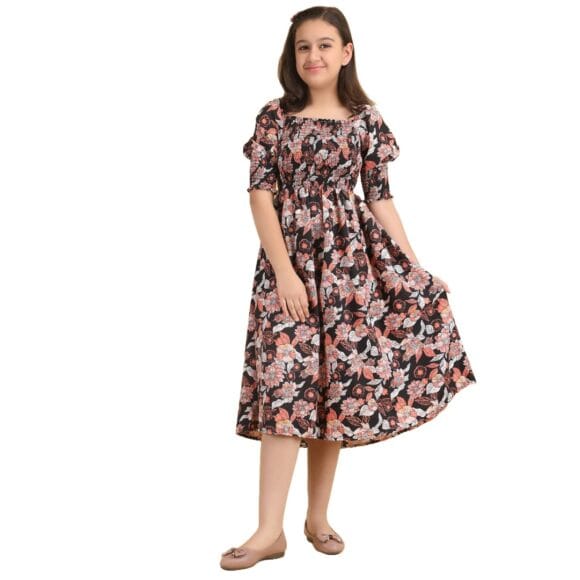 Print Puff Sleeve Bow Front Dress || Stripe Pattern Dress