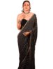 Standard Generic Pandadi Saree Women's Black Embroidered Sequin Work Georgette Saree With Blouse