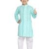 VASTRAMAY Boys Pure Cotton Kurta Pyjama Set - Ethnic Elegance for Festivals | Comfortable Classic Lukhnowi Chikankari Embroidery Kurta With Pyjama for Kids