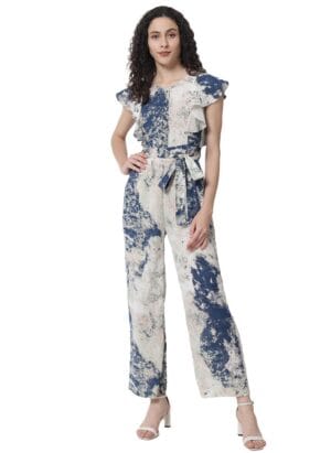 ALL WAYS YOU Women's Tie & Dye Sleeveless Poly Crepe Jumpsuit for Women (A2107JS-PN-134-TIE&DYE)
