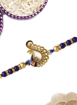 The Purple Tree Beautiful Handmade Peacock Rakhi With Card For Brother, Rakhi for bhai, Rakshabandhan Gift for brother, Rakhi Thread, Rakhi Gift