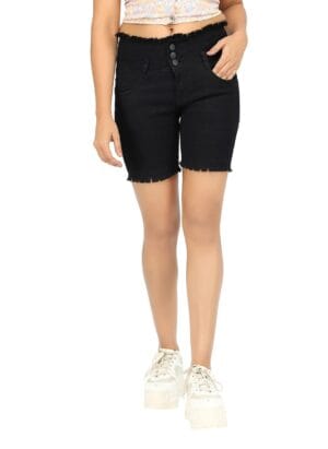 AngelFab Women High Waist Skinny Fit Shorts Comfy Stretchable Casual Denim Shorts