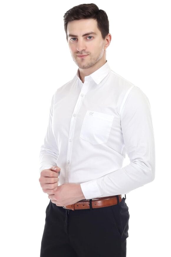 Cotton Solid Slim Fit Casual Shirt for Men with Pocket & Long Sleeve Button Down Shirt Collared Casual Formal Shirt