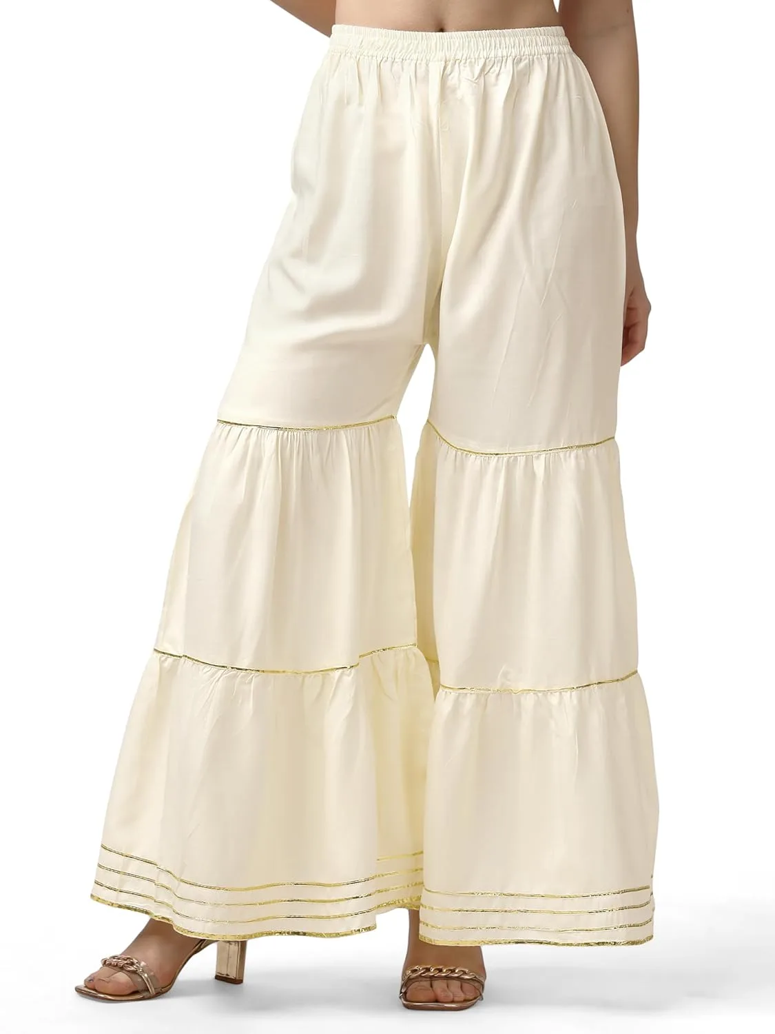 Soft Cotton Sharara with Lace Work in 10 Attractive Colors for Women's and Girl's (Free Size 26 inch to 36 Inch Waist)