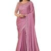 TRENDMALLS Women's Silk Embroidery Saree with Net Sequine work Blouse Piece