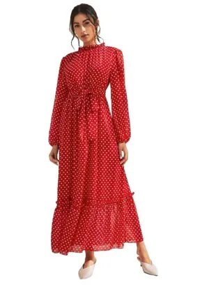Women's Maxi Polka DOTT A-LINE Gown Dress