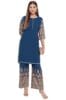 Teal Poly Crepe Kurti with Palazzo