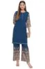 Teal Poly Crepe Kurti with Palazzo