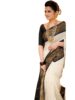 Standard Generic AKHILAM Woven Design Kanjivaram Banarasi Silk Saree With Unstitched Blouse for Women (White_SITA6006)