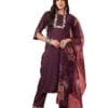 INDO ERA Women's Cotton Blend Embroidered Straight Kurta Pant With Dupatta
