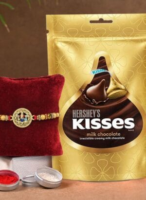 TIED RIBBONS Rakhi for Brother with Gift Chocolate Combo - Premium Ganesh Bracelet Rakhi for Brother Bhaiya Boys Kids Men with Hersheys Kisses Chocolate and Card Tikka - Rakhi for Rakshabandhan