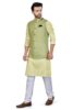 Standard Generic BE ACTIVE Linen Blend Solid Pattern Trendy Comfortable Stylish Full Sleeve Kurta Pajama Set with latest Jacket Nehru Style Koti for Men's Ethnic Wear