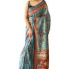 SGF11- Women's Cotton Linen Kalamkari Silk Printed Saree With Blouse Pieces