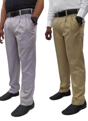 Clavelite Formal Pleated Trouser Combo for Men Gents Regular fit Pants for Office Parties, Pack of 2