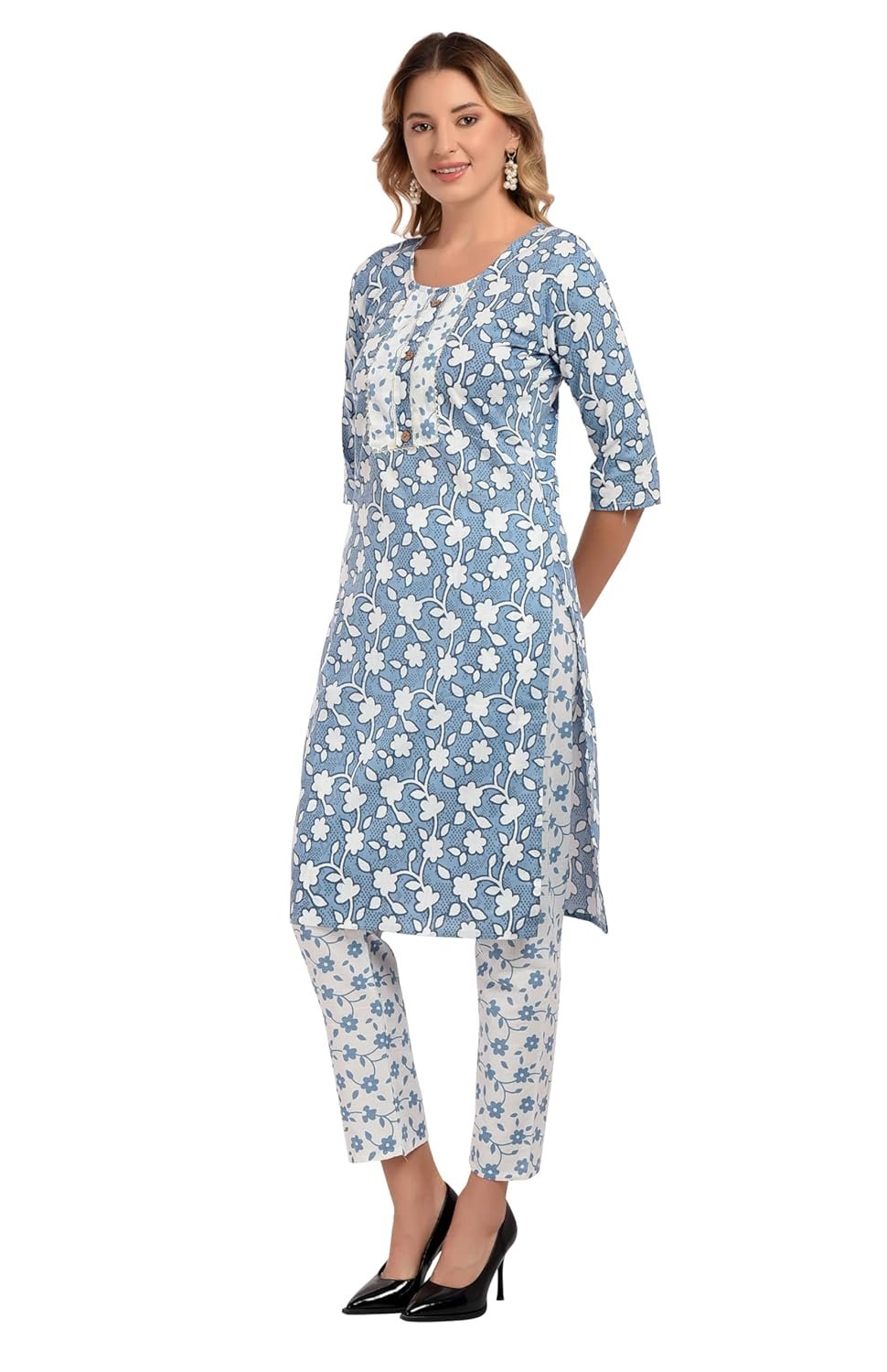 Elegant Printed Cotton Kurti Pant Set for Women - Image 4