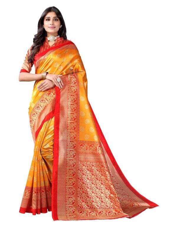 SIRIL Women's Printed Silk Saree with Blouse