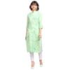 NAINVISH Women's Cotton Blend Straight Printed Kurti with Pant (SD098-M_Green)