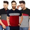 LEOTUDE Men's Regular Fit Half Sleeve Matty Polo Neck Combo T-Shirt (Pack of 3)