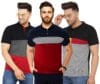 LEOTUDE Men's Regular Fit Half Sleeve Matty Polo Neck Combo T-Shirt (Pack of 3)