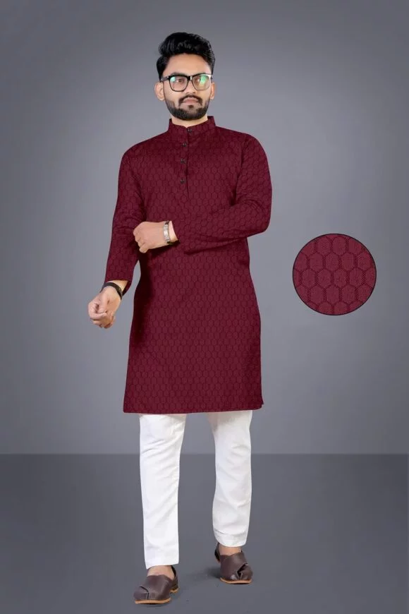 Standard Generic VENI FASHION STUDIO Men Cotton Kurta Mens Model Silk Ethnic Wear Kurta Knee Length Self Design Kurta