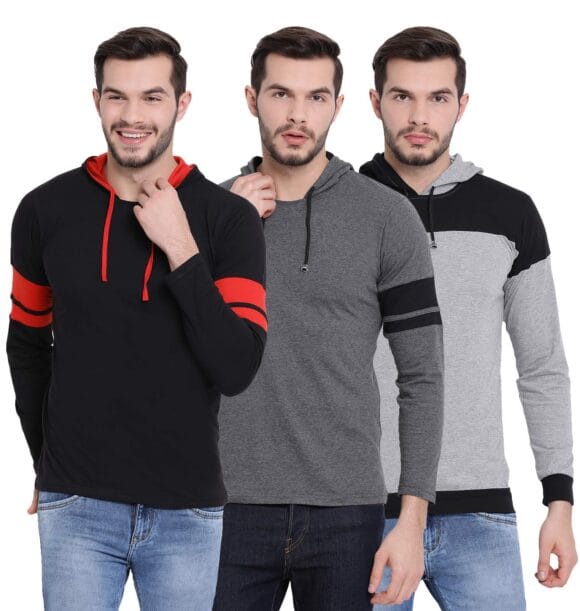 VIMAL JONNEY Men Full Sleeve Regular Fit T-Shirt(Pack Of 3)-T_12_Blk_12_Ant_11_Mlg-03-P