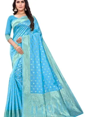 C J Enterprise Women's Banarasi Silk Saree Pure Kanjivaram Saree With Blouse Piece (paithani pari124)
