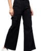 Miss Chase Women's Black Wide Leg High Rise Clean Look Regular Stretchable Denim Jeans