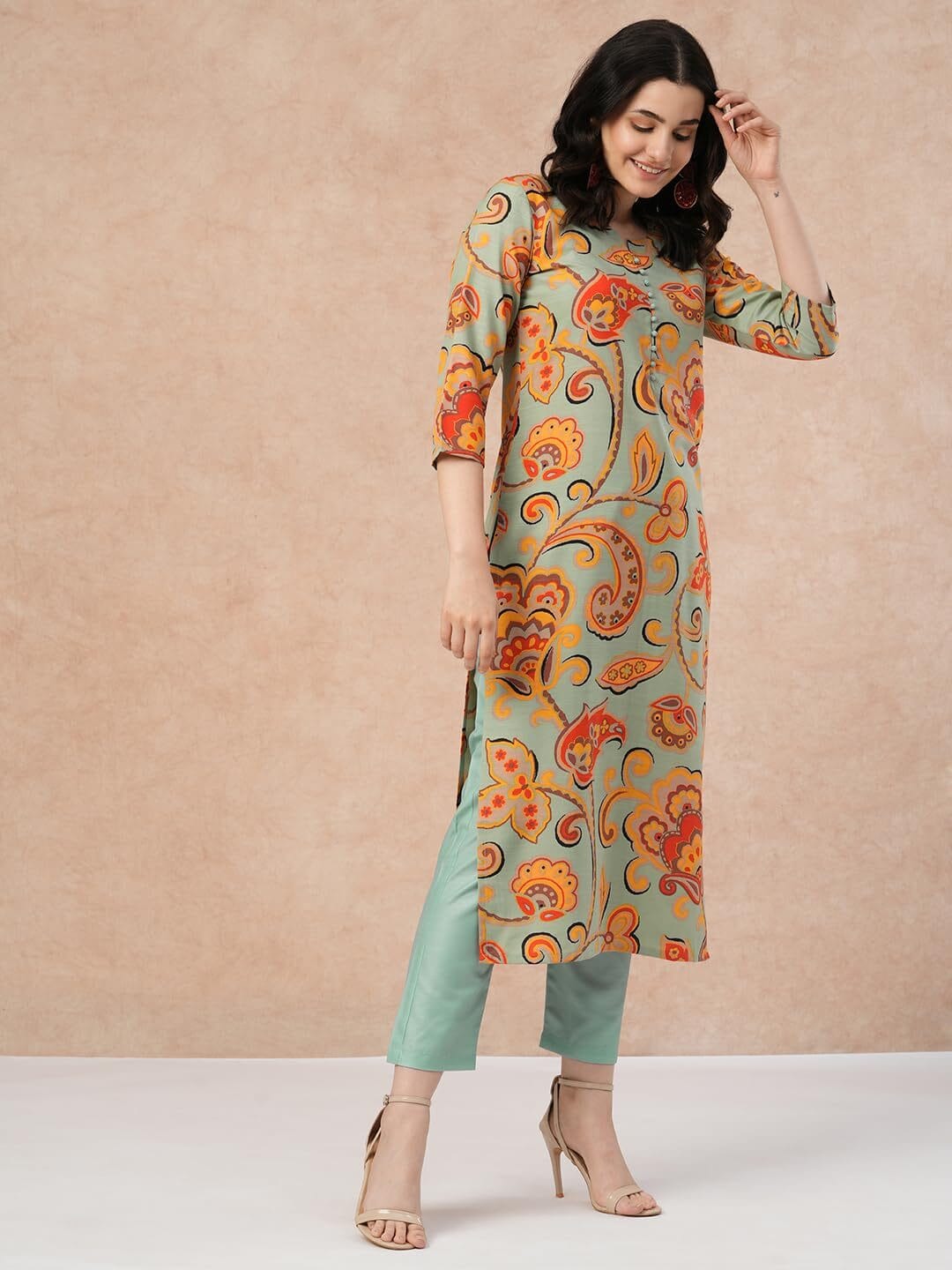 Women's Cotton Blend Casual Kurta with Pant - Image 4