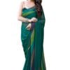 MIRCHI FASHION Women's Stylish Chiffon Colorblocked Strips Printed Saree with Blouse Piece