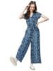 Printed Jumpsuit with belt, Zipper and elastic