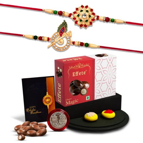 Bracelet/ Rakhi Effete Chocolate Almonds with Silver Color Pooja Coin | Rakhi for brother with gift | handmade rakhi