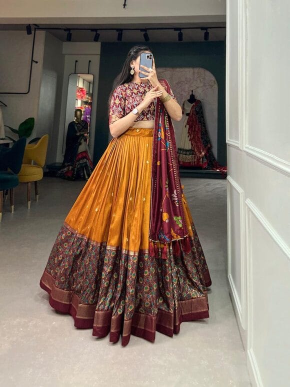 Choli | Tussar Silk With Patola Print With Foil Work For Women Solid - Image 3