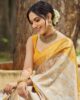 Standard Generic Flosive Women's Sun Yellow & Cream Golden Zari Shine Soft Kanjivaram Silk Wedding Saree With Blouse