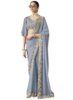 Standard Generic TRENDMALLS Women's Georgette Lakhanvi Embroidery work Saree with Blouse Piece