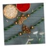 Green & Golden Set of 2 Shri Krishna and Radha Krishna Playing Flute Designer Religious Rakhis with Roli Chawal Pack - Rakhi for Brother, Bhaiya, Bhai