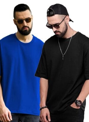 LEOTUDE Men's Half Sleeve Round Neck Solid Oversized T-Shirt for Men(color : Red)