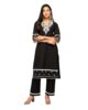 Balck Cotton Floral Embroidery Straight Kurta with Palazzo