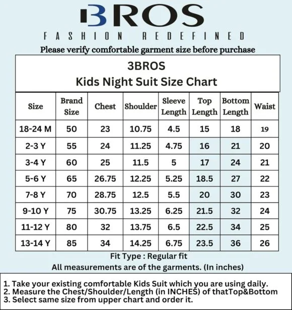 kids clothes 3BROS Unisex Pure Cotton Short Sleeve Kids Night Dress for Boys & Girls Nightwear/Sleepsuit/Sleepwear/Loungewear Night Suit for Boys and Girls Top and Pyjama Combo Set | JB20HS6031-Parent