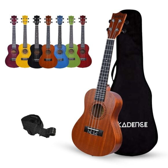 kids clothes Kadence Concert Ukulele 23", Cinnamon Brown colour, fluorocarbon strings, matt finish with strap and bag (Spring Summer Collection of Ukuleles)