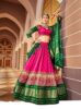 Women Tussar Silk With Patola Print And Foil Work Lehenga Choli (PINK-GREEN) (PINK)