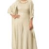 W for Woman Ecru Flared Jumpsuit with Detachable Shawl