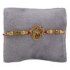 Ventures Glorious Gold Plated Auspicious and Diamond Ring Rakhi with Roli Chawal and Greeting Card